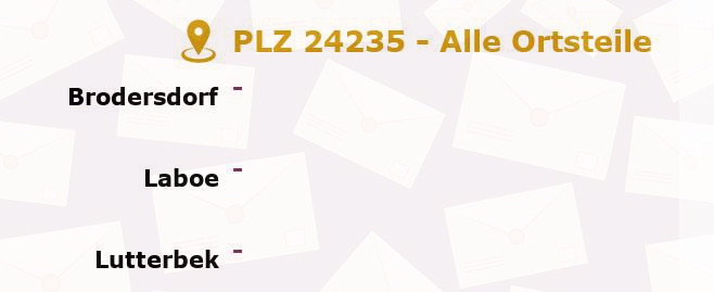 Postleitzahl 24235 Laboe, Schleswig-Holstein - Alle Orte und Ortsteile