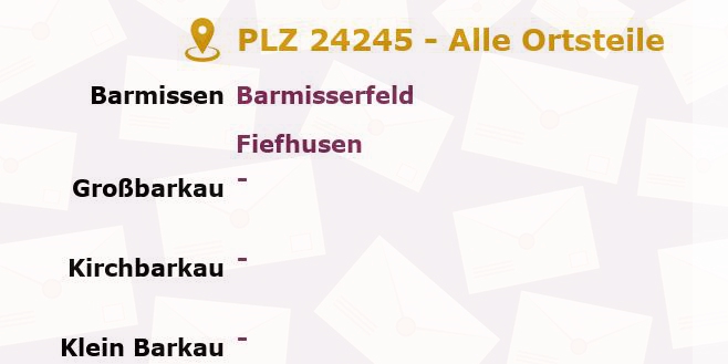 Postleitzahl 24245 Klein Barkau, Schleswig-Holstein - Alle Orte und Ortsteile
