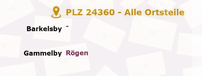 Postleitzahl 24360 Barkelsby, Schleswig-Holstein - Alle Orte und Ortsteile