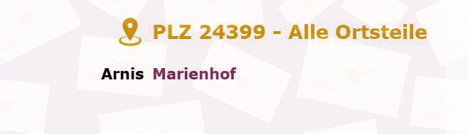 Postleitzahl 24399 Arnis, Schleswig-Holstein - Alle Orte und Ortsteile