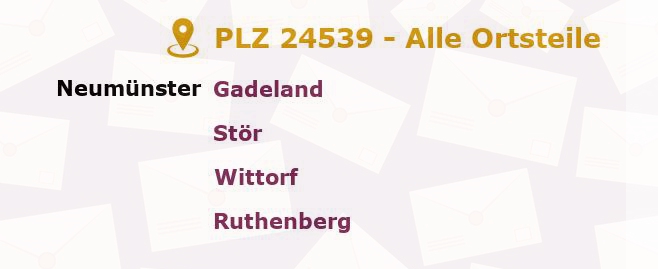 Postleitzahl 24539 Neumünster, Schleswig-Holstein - Alle Orte und Ortsteile