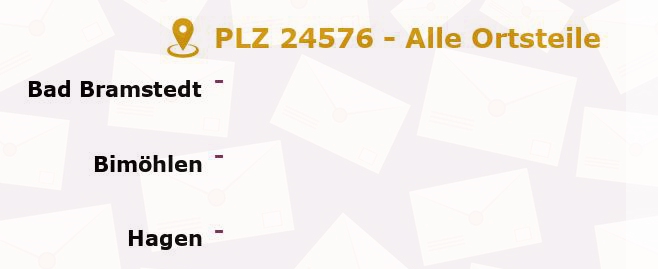 Postleitzahl 24576 Hitzhusen, Schleswig-Holstein - Alle Orte und Ortsteile