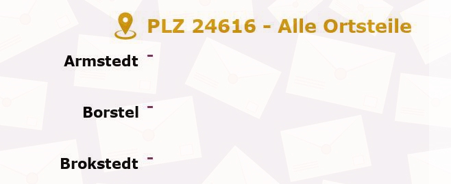 Postleitzahl 24616 Hardebek, Schleswig-Holstein - Alle Orte und Ortsteile