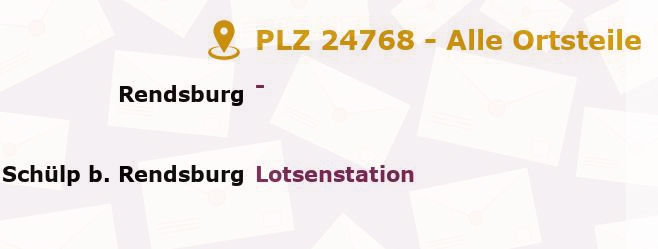 Postleitzahl 24768 Rendsburg, Schleswig-Holstein - Alle Orte und Ortsteile