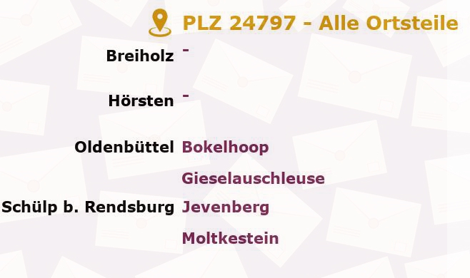 Postleitzahl 24797 Hörsten, Schleswig-Holstein - Alle Orte und Ortsteile