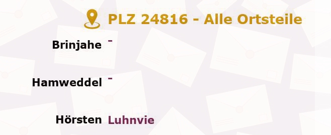 Postleitzahl 24816 Stafstedt, Schleswig-Holstein - Alle Orte und Ortsteile