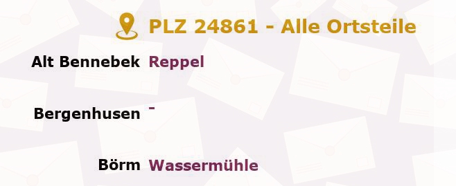 Postleitzahl 24861 Bergenhusen, Schleswig-Holstein - Alle Orte und Ortsteile