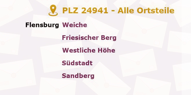 Postleitzahl 24941 Flensburg, Schleswig-Holstein - Alle Orte und Ortsteile