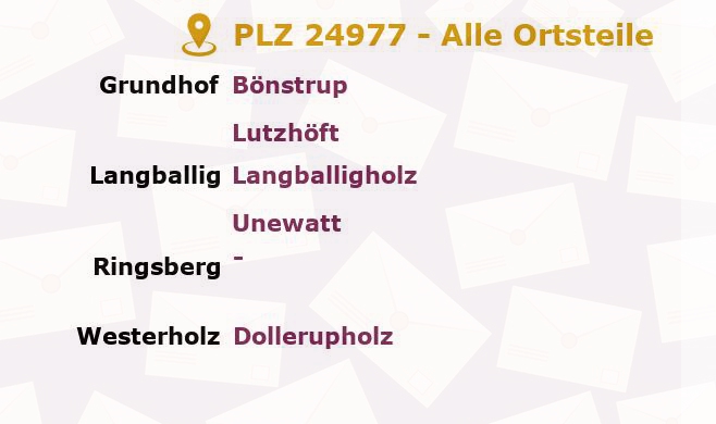 Postleitzahl 24977 Ringsberg, Schleswig-Holstein - Alle Orte und Ortsteile