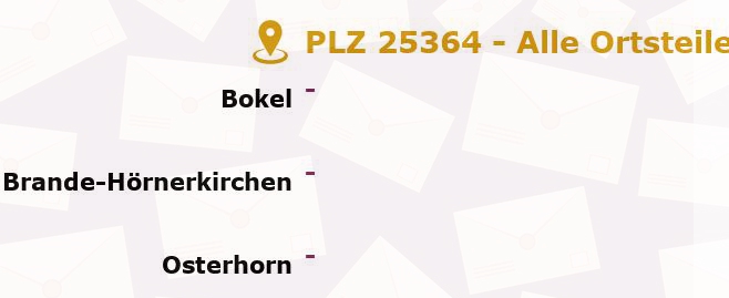 Postleitzahl 25364 Westerhorn, Schleswig-Holstein - Alle Orte und Ortsteile