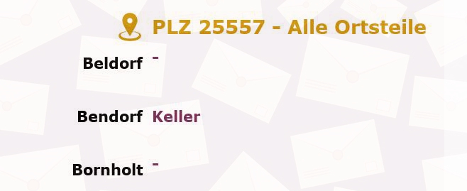 Postleitzahl 25557 Steenfeld, Schleswig-Holstein - Alle Orte und Ortsteile