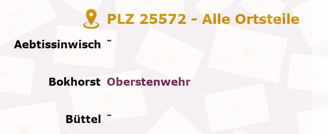 Postleitzahl 25572 Kudensee, Schleswig-Holstein - Alle Orte und Ortsteile