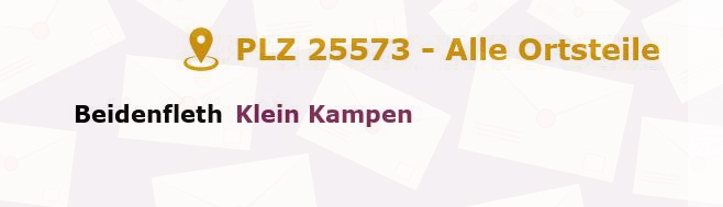 Postleitzahl 25573 Beidenfleth, Schleswig-Holstein - Alle Orte und Ortsteile