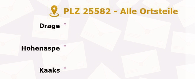 Postleitzahl 25582 Hohenaspe, Schleswig-Holstein - Alle Orte und Ortsteile