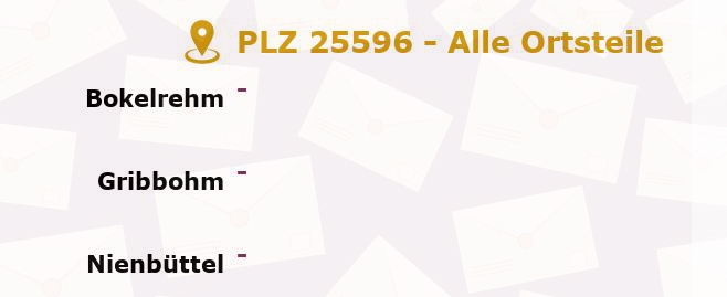 Postleitzahl 25596 Nienbüttel, Schleswig-Holstein - Alle Orte und Ortsteile