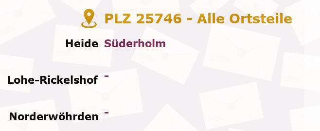 Postleitzahl 25746 Heide, Schleswig-Holstein - Alle Orte und Ortsteile