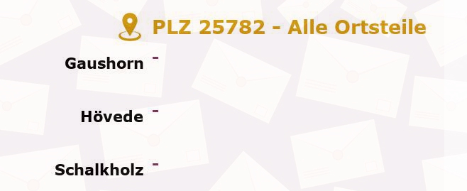 Postleitzahl 25782 Tellingstedt, Schleswig-Holstein - Alle Orte und Ortsteile