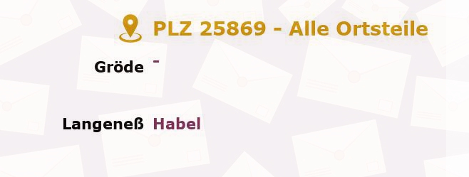 Postleitzahl 25869 Gröde, Schleswig-Holstein - Alle Orte und Ortsteile