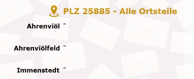 Postleitzahl 25885 Oster-Ohrstedt, Schleswig-Holstein - Alle Orte und Ortsteile