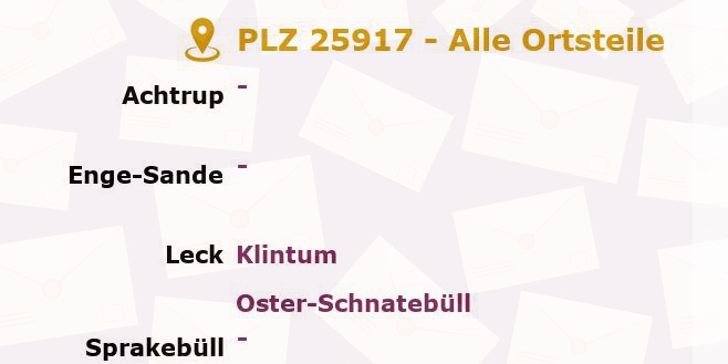 Postleitzahl 25917 Sprakebüll, Schleswig-Holstein - Alle Orte und Ortsteile