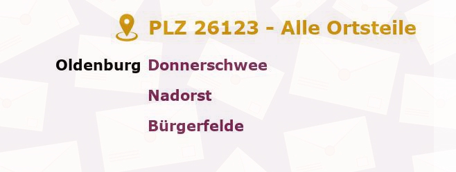 Postleitzahl 26123 Oldenburg, Niedersachsen - Alle Orte und Ortsteile