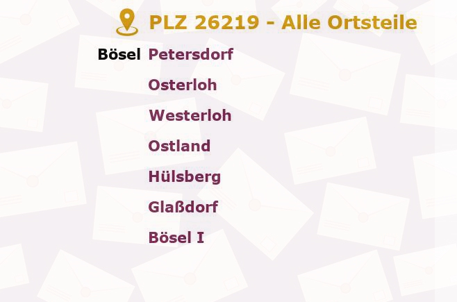 Postleitzahl 26219 Bösel, Niedersachsen - Alle Orte und Ortsteile