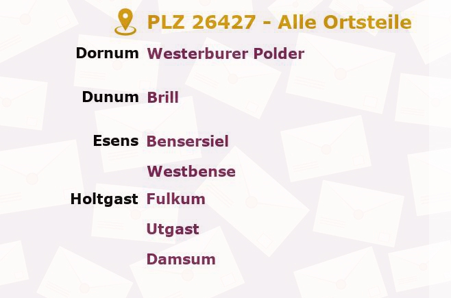 Postleitzahl 26427 Esens, Niedersachsen - Alle Orte und Ortsteile