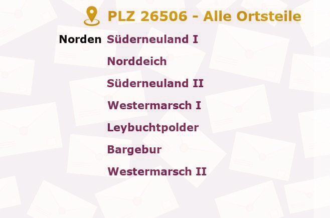 Postleitzahl 26506 Norden, Niedersachsen - Alle Orte und Ortsteile