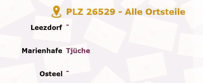 Postleitzahl 26529 Wirdum, Niedersachsen - Alle Orte und Ortsteile