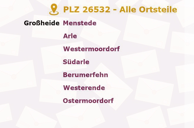 Postleitzahl 26532 Großheide, Niedersachsen - Alle Orte und Ortsteile