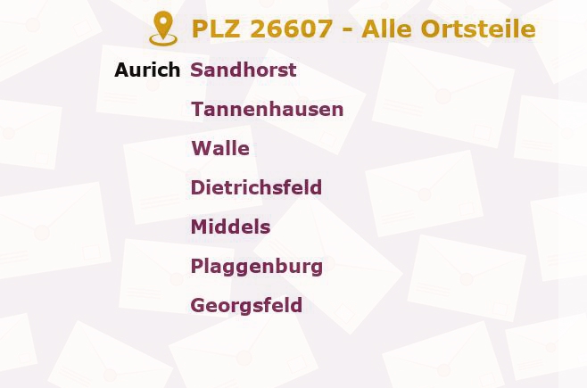 Postleitzahl 26607 Aurich, Niedersachsen - Alle Orte und Ortsteile