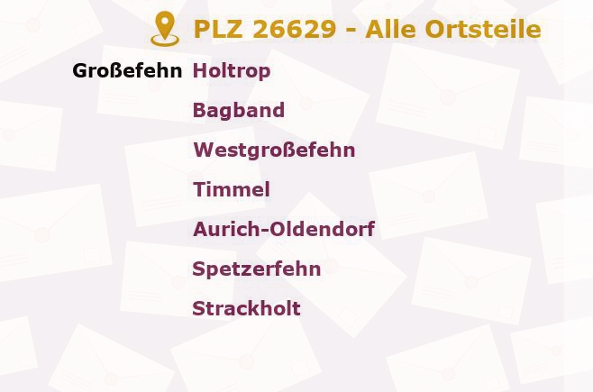 Postleitzahl 26629 Großefehn, Niedersachsen - Alle Orte und Ortsteile