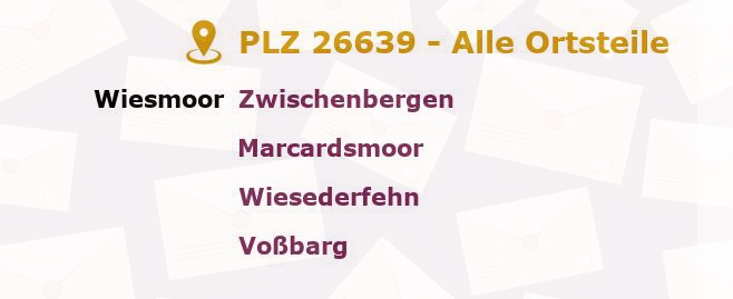 Postleitzahl 26639 Wiesmoor, Niedersachsen - Alle Orte und Ortsteile