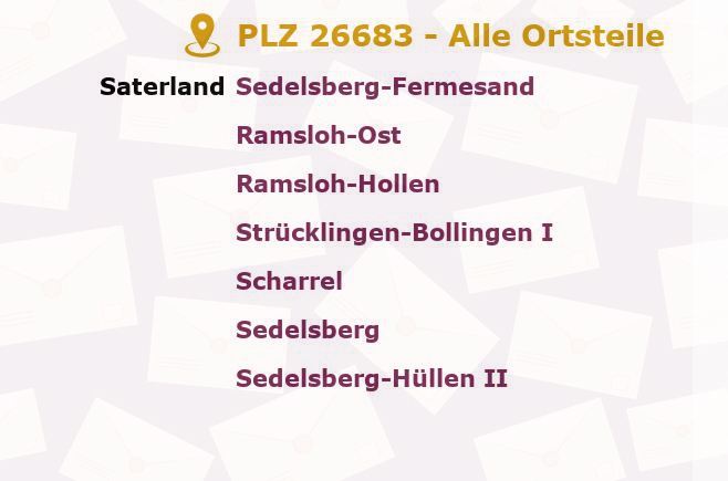 Postleitzahl 26683 Saterland, Niedersachsen - Alle Orte und Ortsteile