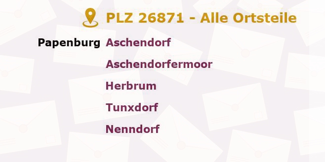 Postleitzahl 26871 Papenburg, Niedersachsen - Alle Orte und Ortsteile