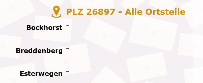 Postleitzahl 26897 Breddenberg, Niedersachsen - Alle Orte und Ortsteile