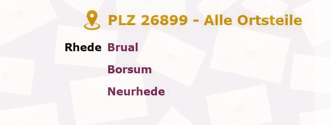 Postleitzahl 26899 Rhede, Niedersachsen - Alle Orte und Ortsteile