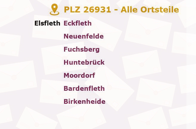 Postleitzahl 26931 Elsfleth, Niedersachsen - Alle Orte und Ortsteile