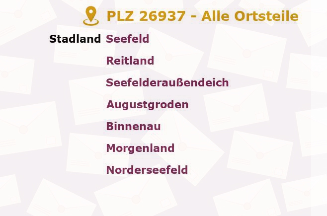 Postleitzahl 26937 Niedersachsen - Alle Orte und Ortsteile