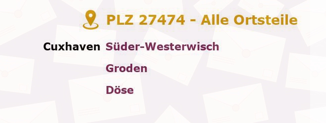 Postleitzahl 27474 Cuxhaven, Niedersachsen - Alle Orte und Ortsteile