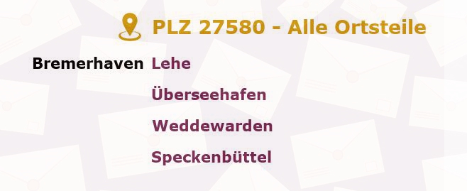 Postleitzahl 27580 Bremerhaven, Bremen - Alle Orte und Ortsteile