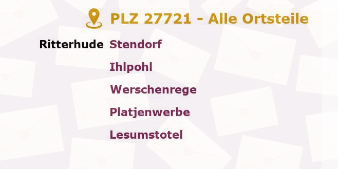 Postleitzahl 27721 Ritterhude, Niedersachsen - Alle Orte und Ortsteile