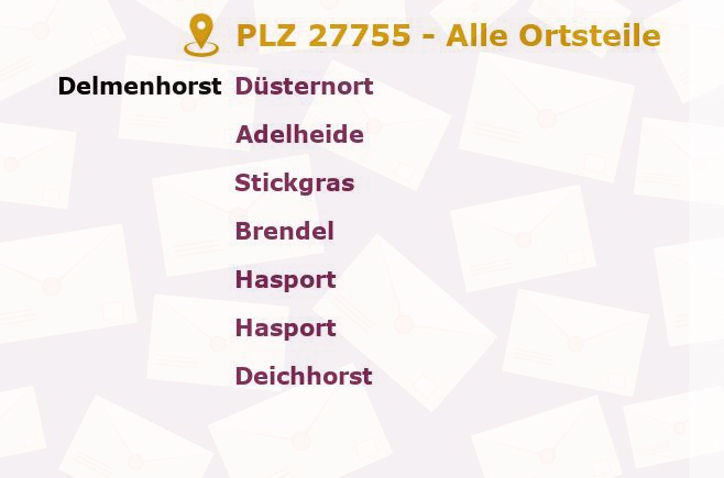 Postleitzahl 27755 Delmenhorst, Niedersachsen - Alle Orte und Ortsteile