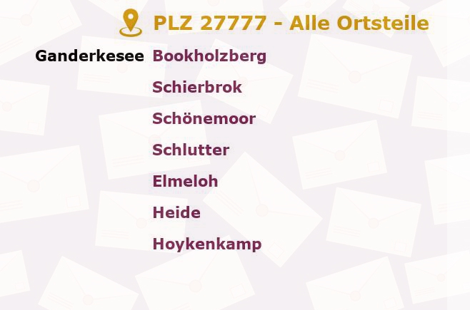 Postleitzahl 27777 Ganderkesee, Niedersachsen - Alle Orte und Ortsteile