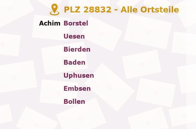 Postleitzahl 28832 Achim, Niedersachsen - Alle Orte und Ortsteile