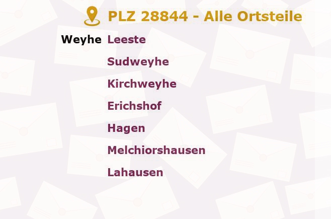 Postleitzahl 28844 Weyhe, Niedersachsen - Alle Orte und Ortsteile