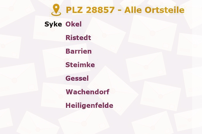 Postleitzahl 28857 Syke, Niedersachsen - Alle Orte und Ortsteile