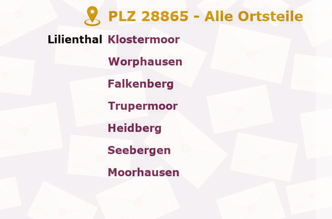 Postleitzahl 28865 Lilienthal, Niedersachsen - Alle Orte und Ortsteile