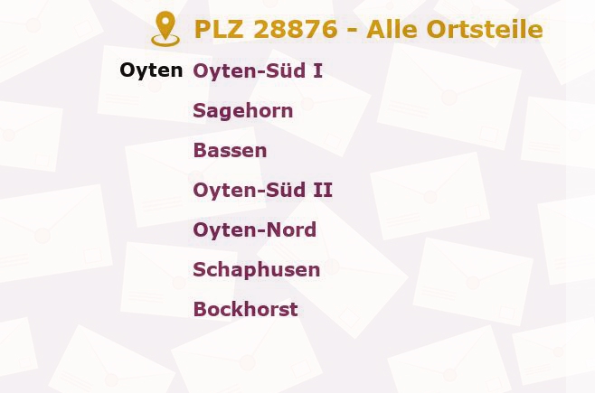 Postleitzahl 28876 Oyten, Niedersachsen - Alle Orte und Ortsteile