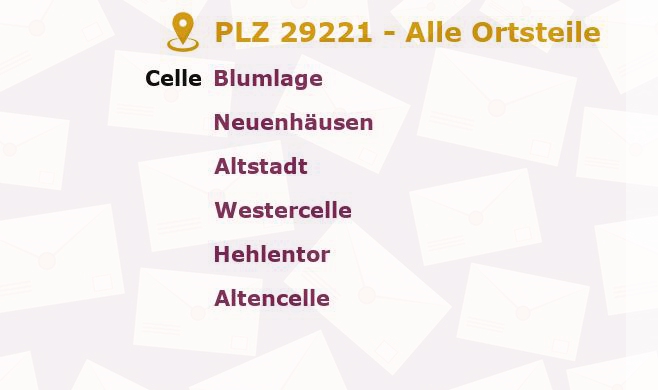 Postleitzahl 29221 Celle, Niedersachsen - Alle Orte und Ortsteile